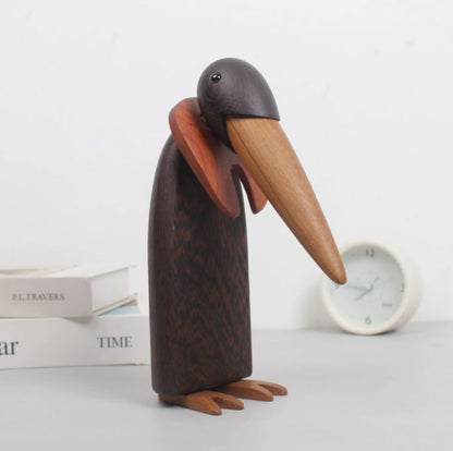 Creative decoration black penguin home decoration soft decoration high sense log style art wooden crafts