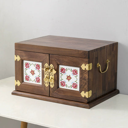 Black walnut dressing storage cabinet desktop creative cosmetics jewelry box multi-layer retro drawer storage box