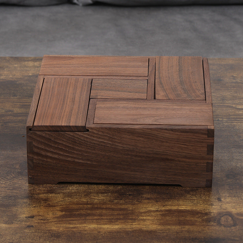 Walnut solid wood Jiugongge daily necessities box gift box