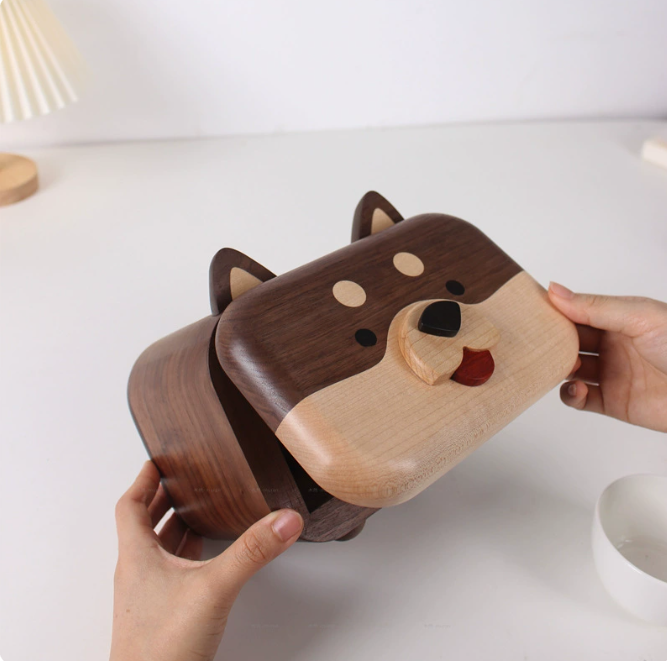 Black walnut solid wood crafts cute pet tissue box desktop wooden decoration creative home decoration storage paper box