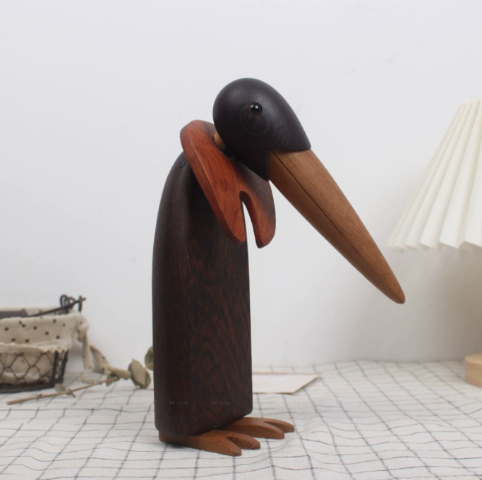 Creative decoration black penguin home decoration soft decoration high sense log style art wooden crafts