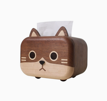 Black walnut solid wood crafts cute pet tissue box desktop wooden decoration creative home decoration storage paper box