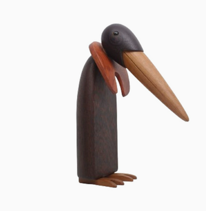 Creative decoration black penguin home decoration soft decoration high sense log style art wooden crafts