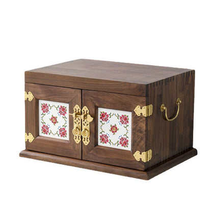 Black walnut dressing storage cabinet desktop creative cosmetics jewelry box multi-layer retro drawer storage box