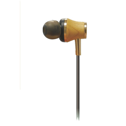 Wooden in ear wired headphones with wooden design and noise reduction, professionally customized