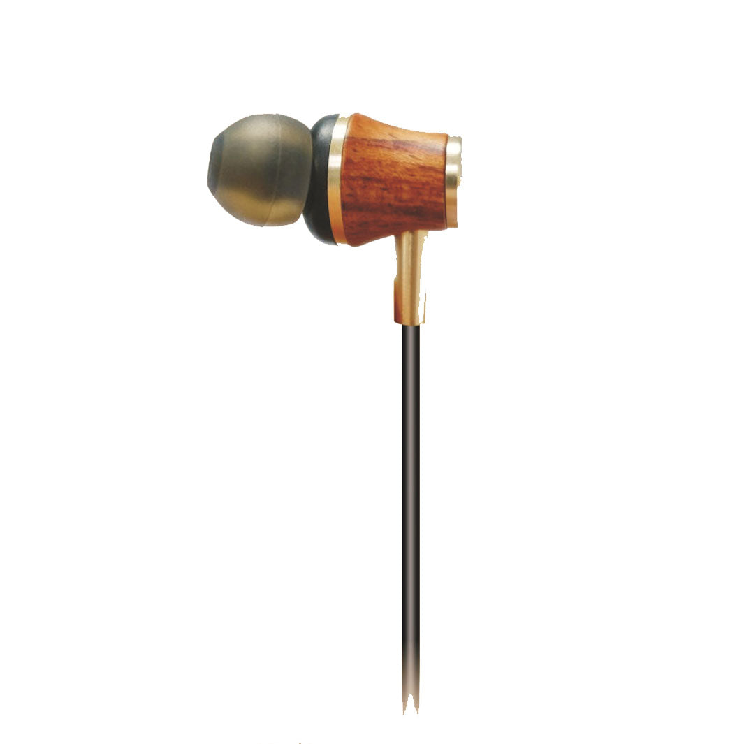 Wooden in ear wired headphones with wooden design and noise reduction, professionally customized